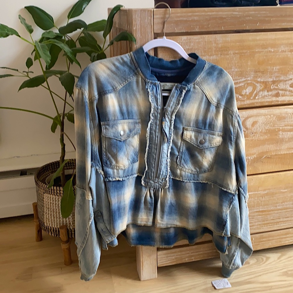 Free people quarter zip flannel pull over